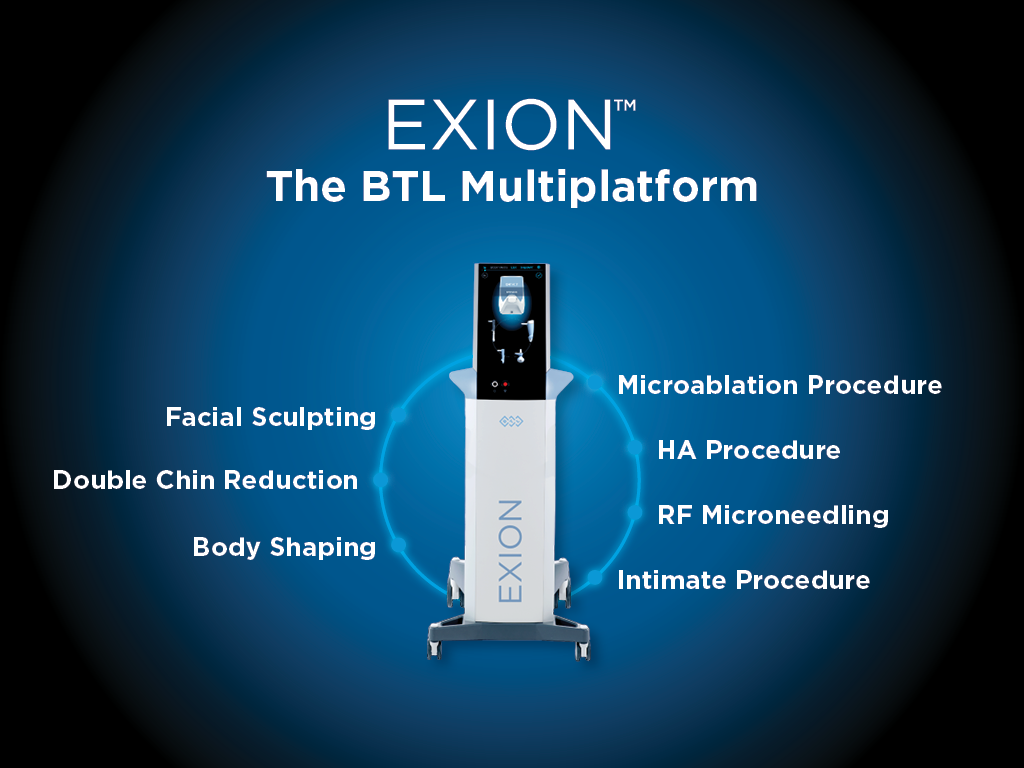 Exion The BTL Multiplatform Facial Sculpting Double Chin Reducttion Body Shaping Microablation Procedure HA Procedure RF Microneedling Intimate4 Procedure