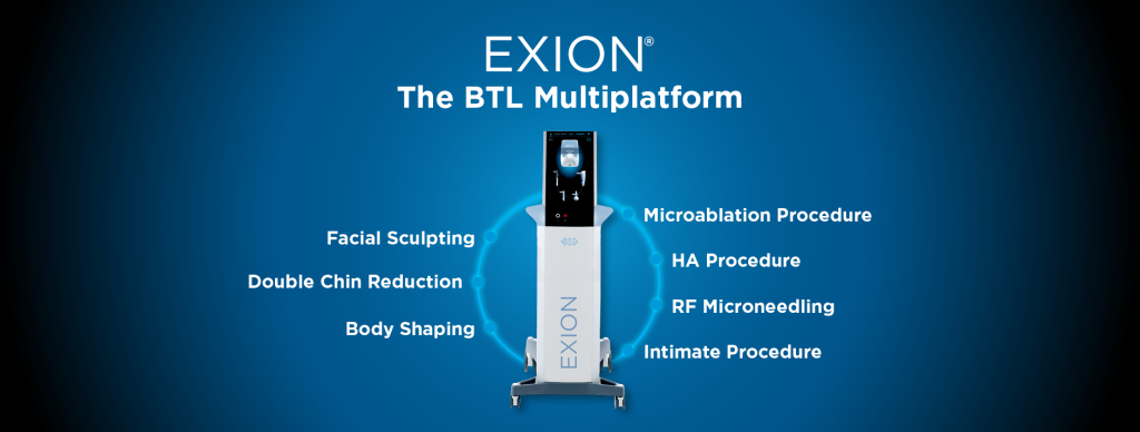 Exion The BTL Multiplatform Facial Sculpting Double Chin Reducttion Body Shaping Microablation Procedure HA Procedure RF Microneedling Intimate4 Procedure